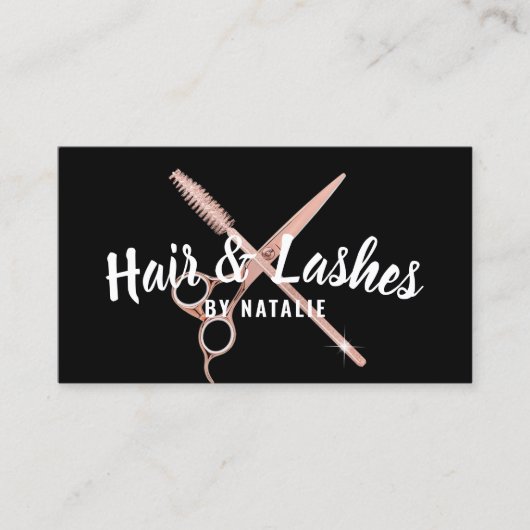 Hair Stylist Lashes Beauty Salon Blush Roos Gold Visitekaartje (Voorkant)