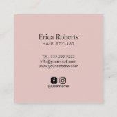 Hair Stylist Lashes Salon Botanical Blush Pink Vierkante Visitekaartje (Achterkant)