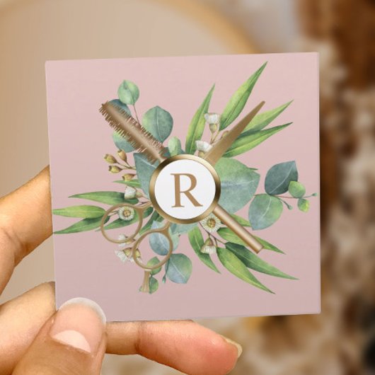 Hair Stylist Lashes Salon Botanical Blush Pink Vierkante Visitekaartje