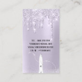 Hair Stylist Lavender Drip Glitter Silver Scissors Visitekaartje (Achterkant)