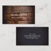 Hair Stylist Leather Gold Wood Visitekaartje (Voorkant / Achterkant)