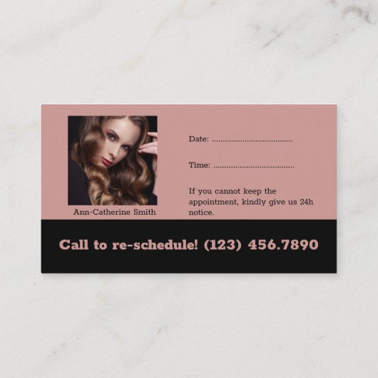 Hair Stylist Logo Image Pink & Black Thank You Afsprakenkaartje (Achterkant)