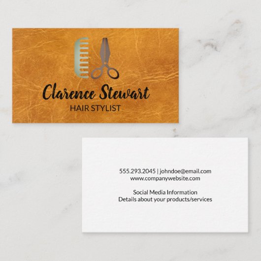 Hair Stylist Logo | leer Visitekaartje (Voorkant / Achterkant)