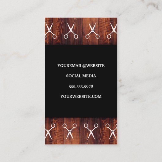 Hair Stylist Logo | Salon Scissors | Houtsim Visitekaartje (Achterkant)