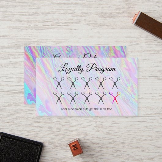 Hair Stylist | Loyalty-programma | Regenboogvloeis Klantenkaartje (Voorkant / Achterkant in situ)