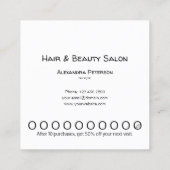 Hair Stylist Loyalty Punch Card Vierkante Visitekaartje (Achterkant)