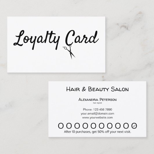 Hair Stylist Loyalty Punch Card Visitekaartje (Voorkant / Achterkant)