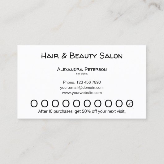 Hair Stylist Loyalty Punch Card Visitekaartje (Achterkant)