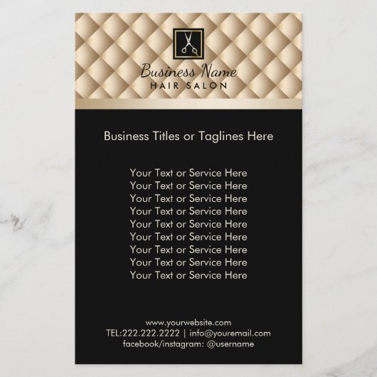 Hair Stylist Luxury Black & Gold Hair Salon Flyer (Voorkant)