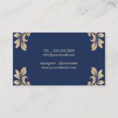 Hair Stylist Luxury Gold Scissor Elegant Navy Blue Visitekaartje (Achterkant)