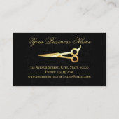Hair Stylist Luxury Gold Scissors Black Damask Visitekaartje (Achterkant)
