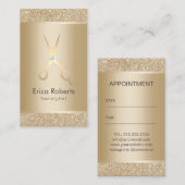 Hair Stylist Luxury Gold Sparkle Benoeming Afsprakenkaartje (Voorkant / Achterkant)