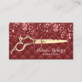 Hair Stylist Luxury Red Glitter druist Beauty Salo Visitekaartje (Voorkant)