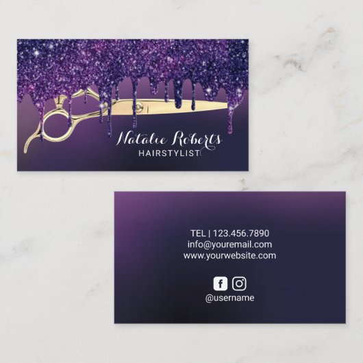 Hair Stylist Magic Paars Drift Beauty Salon Visitekaartje (Voorkant / Achterkant)