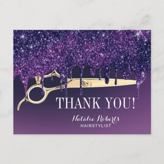 Hair Stylist Magic Paarse Drives Salon Hartelijk d Briefkaart (Voorkant)