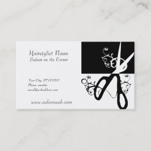 Hair Stylist Magic Swirls Black White Scissor Afsprakenkaartje