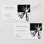 Hair Stylist Magic Swirls Black White Scissor Afsprakenkaartje (Voorkant / Achterkant)