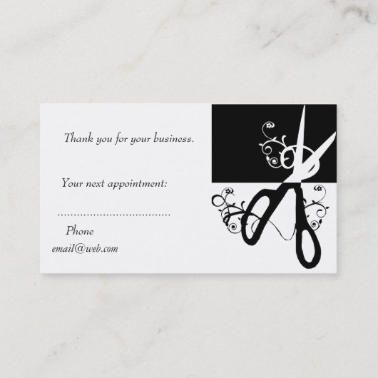 Hair Stylist Magic Swirls Black White Scissor Afsprakenkaartje (Achterkant)