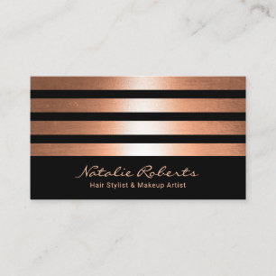 Hair Stylist Makeup Artiest Stylish Copper Stripes Visitekaartje
