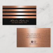 Hair Stylist Makeup Artiest Stylish Copper Stripes Visitekaartje (Voorkant / Achterkant)