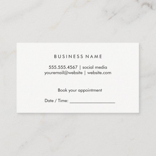 Hair Stylist | Makeup Artist Afsprakenkaartje (Achterkant)