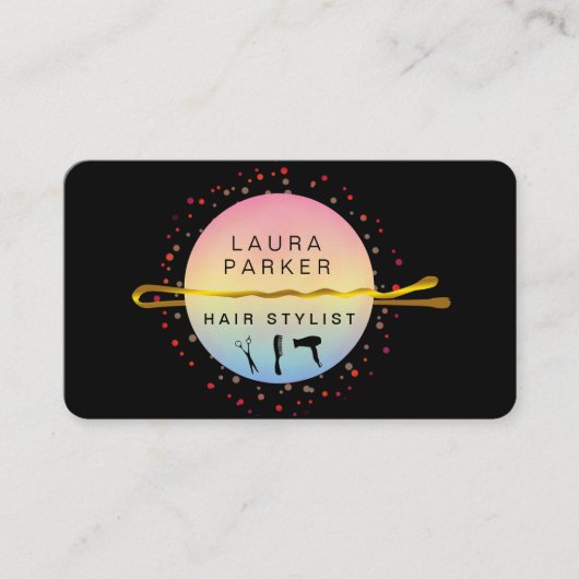 Hair Stylist Makeup Artist Bobby Pins Salon Pink Visitekaartje (Voorkant)