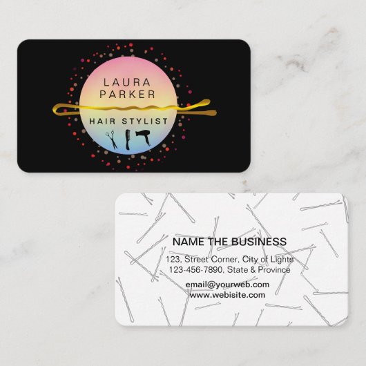 Hair Stylist Makeup Artist Bobby Pins Salon Pink Visitekaartje (Voorkant / Achterkant)