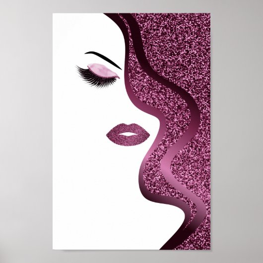 Hair Stylist Makeup Artist Burgundy Glitter Poster (Voorkant)