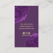 Hair Stylist Makeup Artist Paars Floral Gold Logo Visitekaartje (Achterkant)