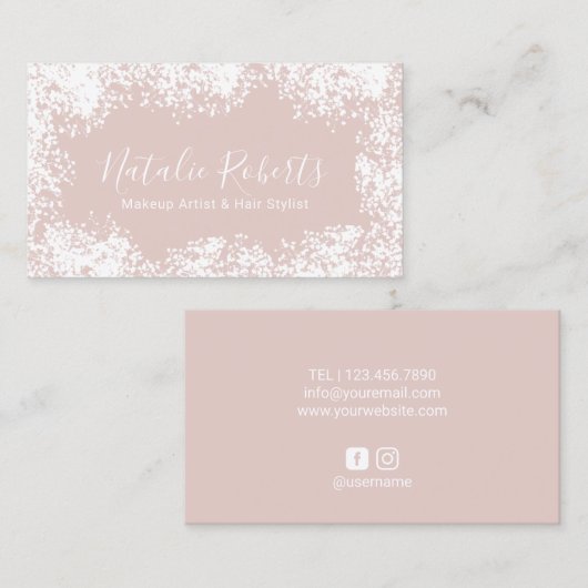Hair Stylist Makeup Artist Rustic Floral Blush Visitekaartje (Voorkant / Achterkant)