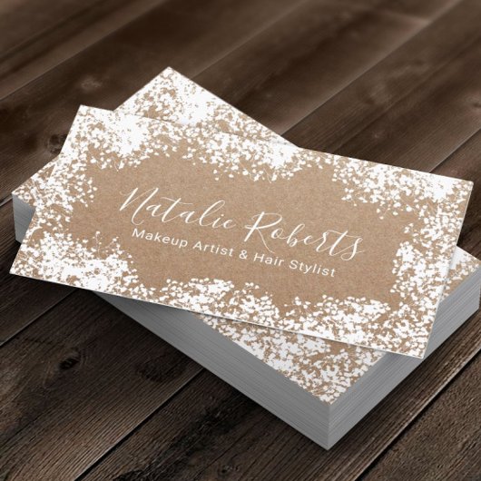 Hair Stylist Makeup Artist Rustic Floral Kraft Visitekaartje