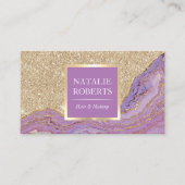 Hair Stylist Makeup Artist Trendy Gold en Paars Visitekaartje (Voorkant)