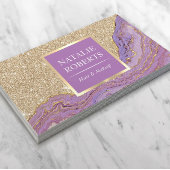 Hair Stylist Makeup Artist Trendy Gold en Paars Visitekaartje