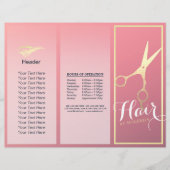 Hair stylist Makeup Salon Gold Scissors Tri Fold (Voorkant)