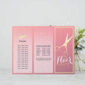 Hair stylist Makeup Salon Gold Scissors Tri Fold (Staand voorkant)