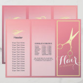 Hair stylist Makeup Salon Gold Scissors Tri Fold (Voorkant / Achterkant)