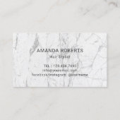 Hair Stylist Metal Script White Marble Hair Salon Visitekaartje (Achterkant)