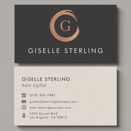 Hair Stylist Metallic Minimalist Rose Gold Visitekaartje