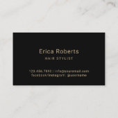 Hair Stylist Minimalist Black & Gold Typografie Visitekaartje (Achterkant)