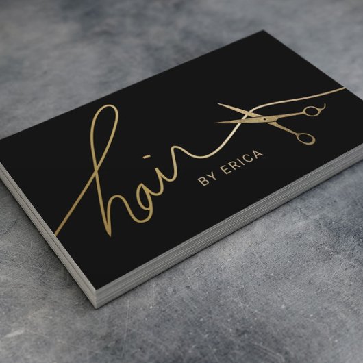 Hair Stylist Minimalist Black & Gold Typografie Visitekaartje