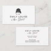 Hair Stylist Minimalist Black White Business Card Visitekaartje (Voorkant / Achterkant)