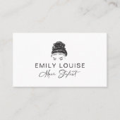 Hair Stylist Minimalist Black White Business Card Visitekaartje (Voorkant)