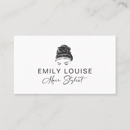 Hair Stylist Minimalist Black White Business Card Visitekaartje (Voorkant)
