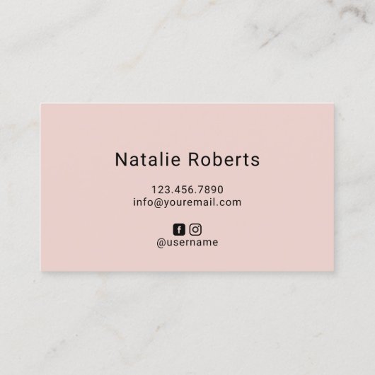 Hair Stylist Minimalist Blush Pink Beauty Salon Visitekaartje (Achterkant)