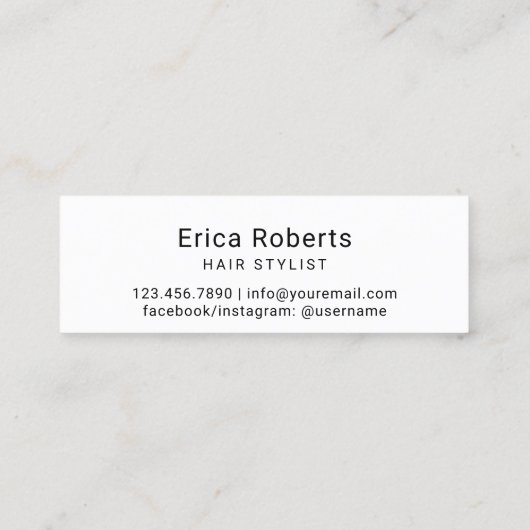 Hair Stylist Minimalist Typography Beauty Salon Mini Visitekaartje (Achterkant)