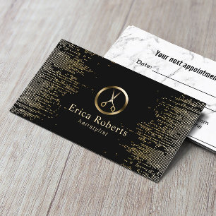 Hair Stylist Modern Black & Gold Appointment Afsprakenkaartje