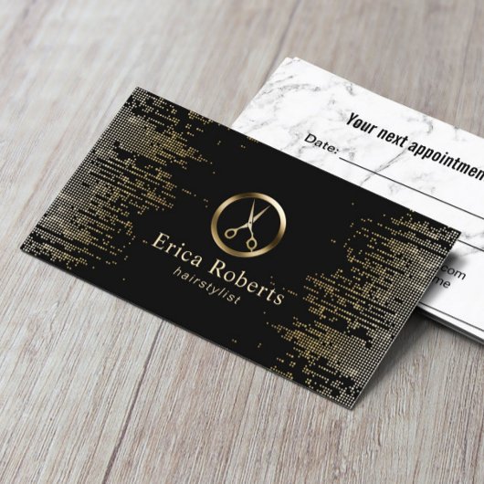 Hair Stylist Modern Black & Gold Appointment Afsprakenkaartje