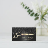 Hair Stylist Modern Black & Gold Beauty Salon Visitekaartje (Staand voorkant)