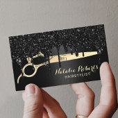 Hair Stylist Modern Black & Gold Beauty Salon Visitekaartje