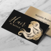 Hair Stylist Modern Black & Gold Beauty Salon Visitekaartje